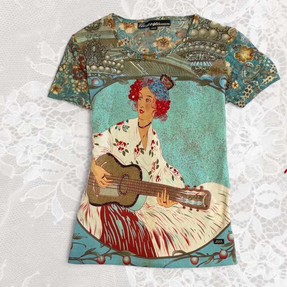 Vintage Miss Sixty Art Nouveau Graphic Tee Large